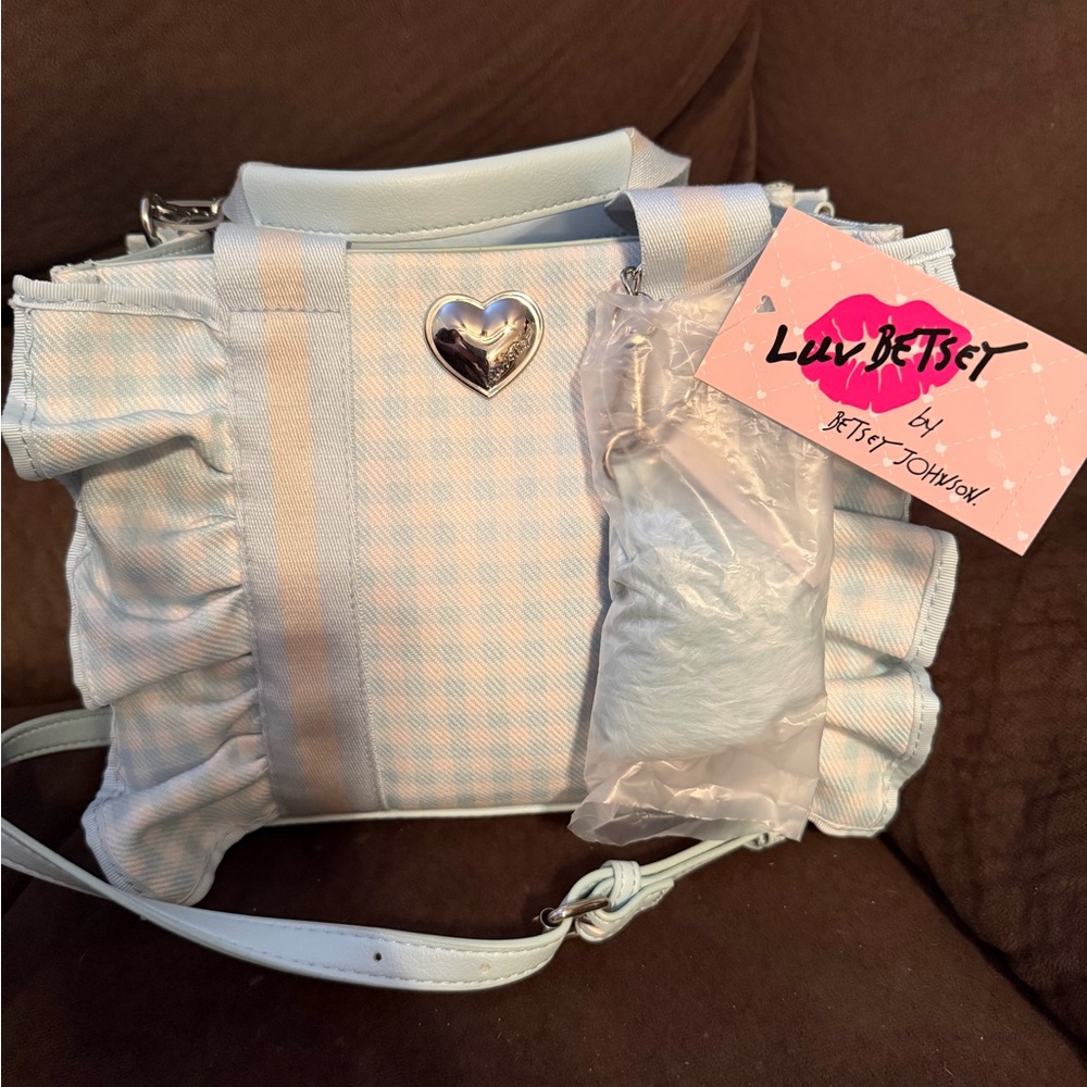 Betsey Johnson light blue ruffle purse